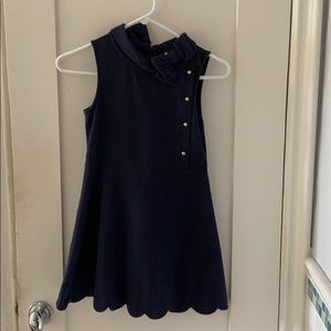 Navy sleeveless dress with bow detail